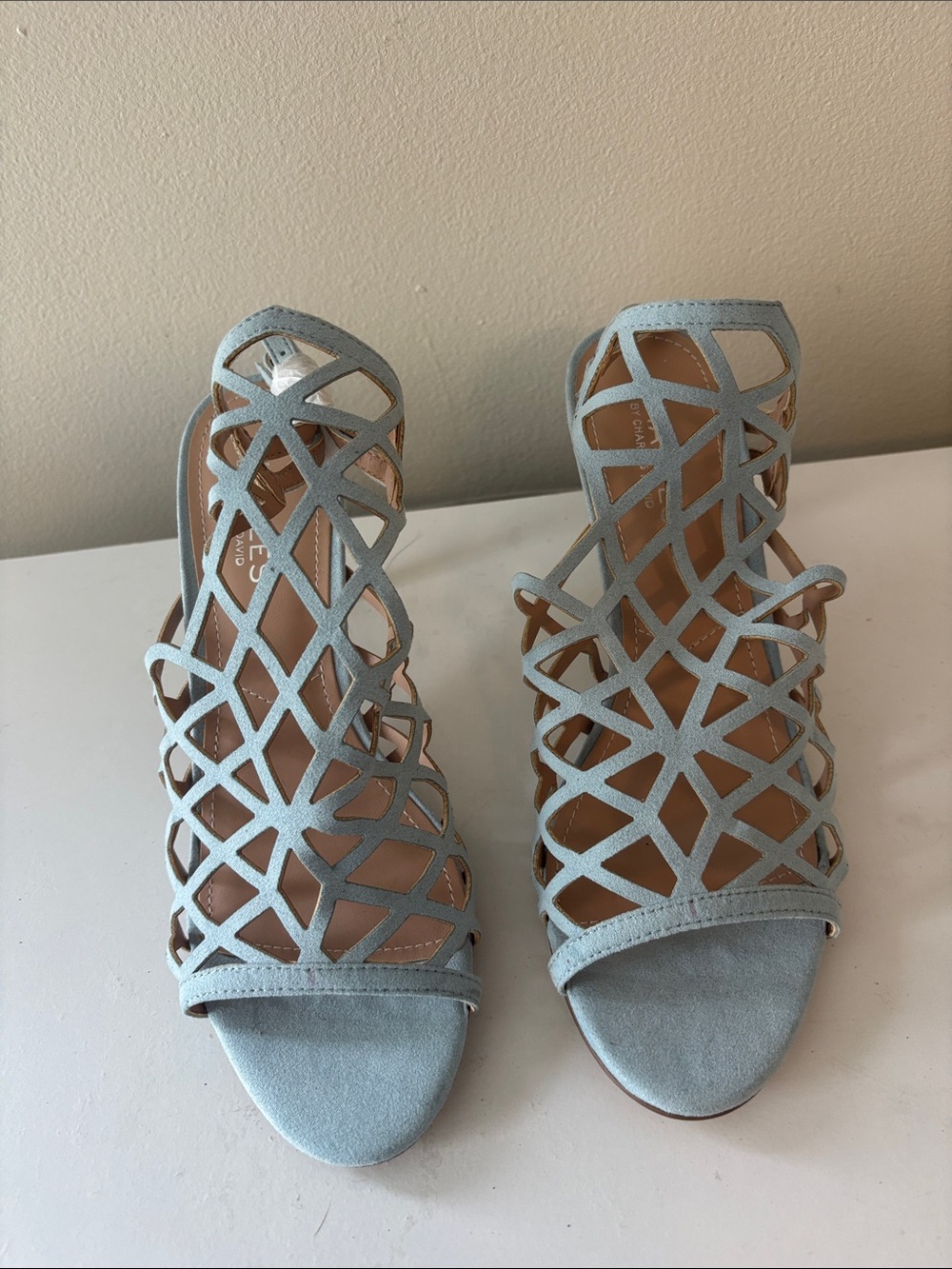 Charles By Charles David Powder Blue Lattice Cutout Heels